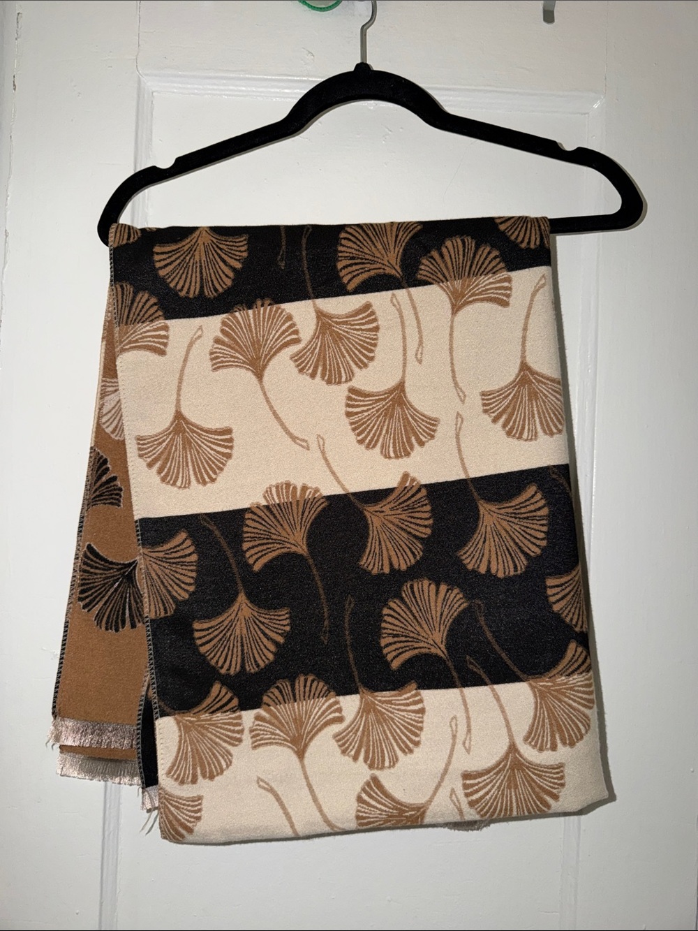 Pretty Persuasions Brown and Cream Ginkgo Print Scarf